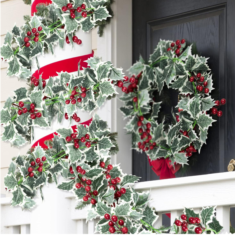 Mű rattan-liana dekoráció szimulált levelekkel és gyümölcsökkel; anyag: selyemvirágok