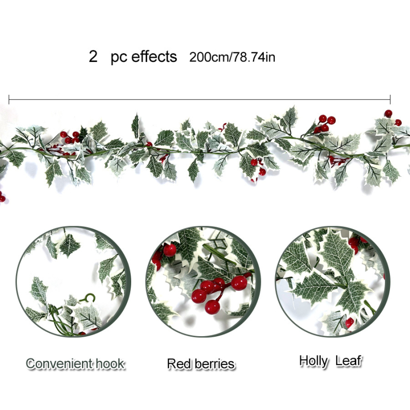 Mű rattan-liana dekoráció szimulált levelekkel és gyümölcsökkel; anyag: selyemvirágok