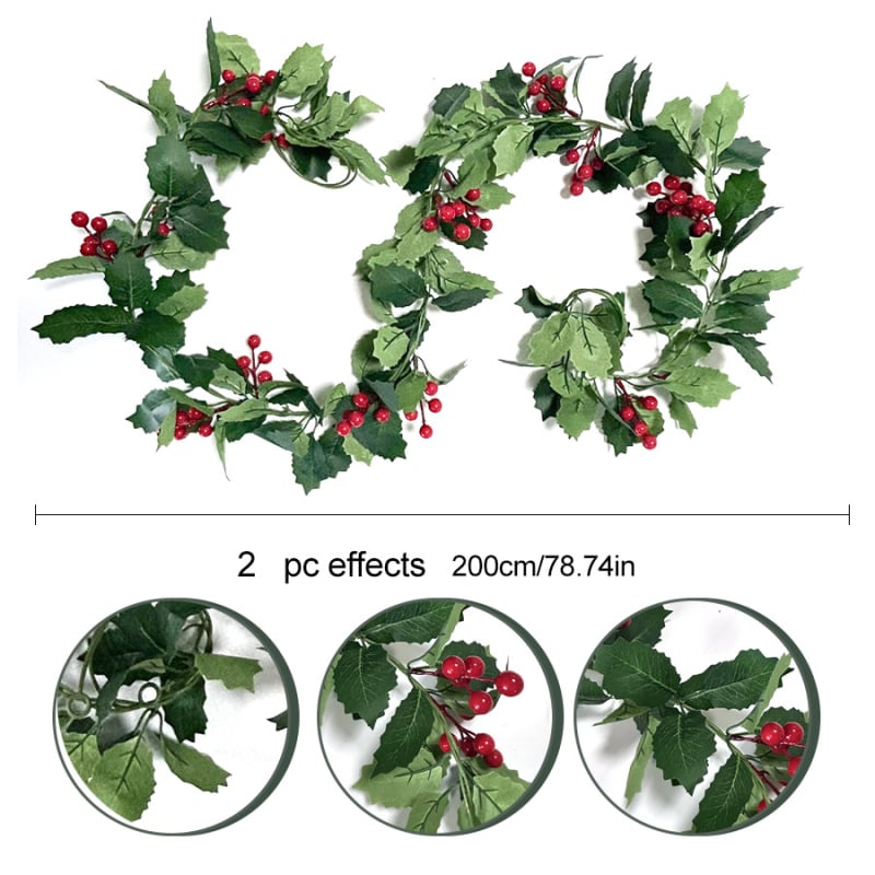 Mű rattan-liana dekoráció szimulált levelekkel és gyümölcsökkel; anyag: selyemvirágok
