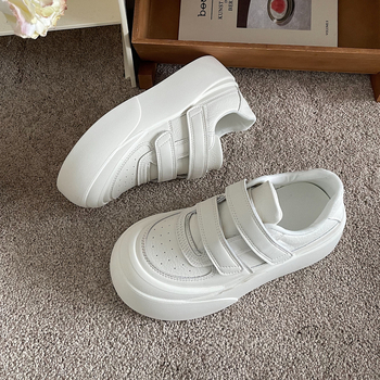 Emelt platformú tornacipő Velcro-zárással, PU felsőrész, gumi talp, légáteresztő, Harajuku-stílus