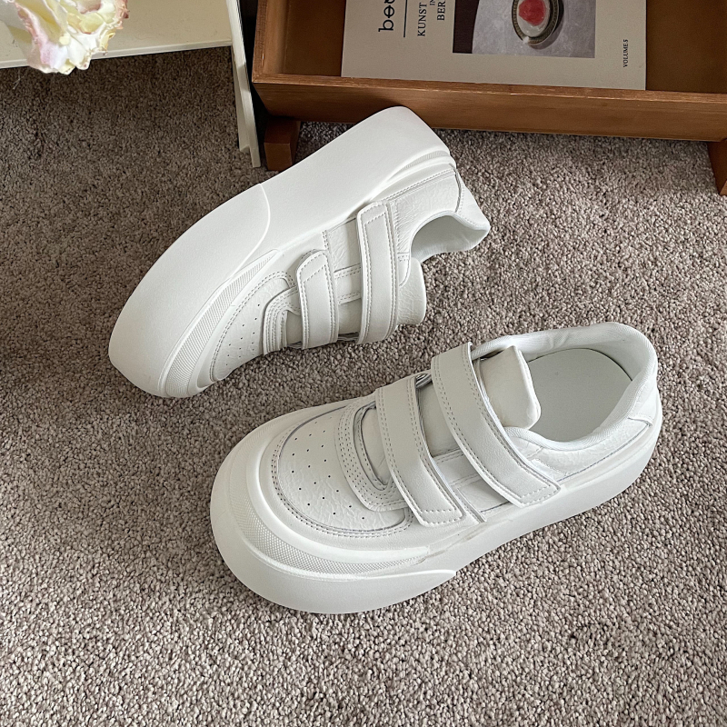 Emelt platformú tornacipő Velcro-zárással, PU felsőrész, gumi talp, légáteresztő, Harajuku-stílus
