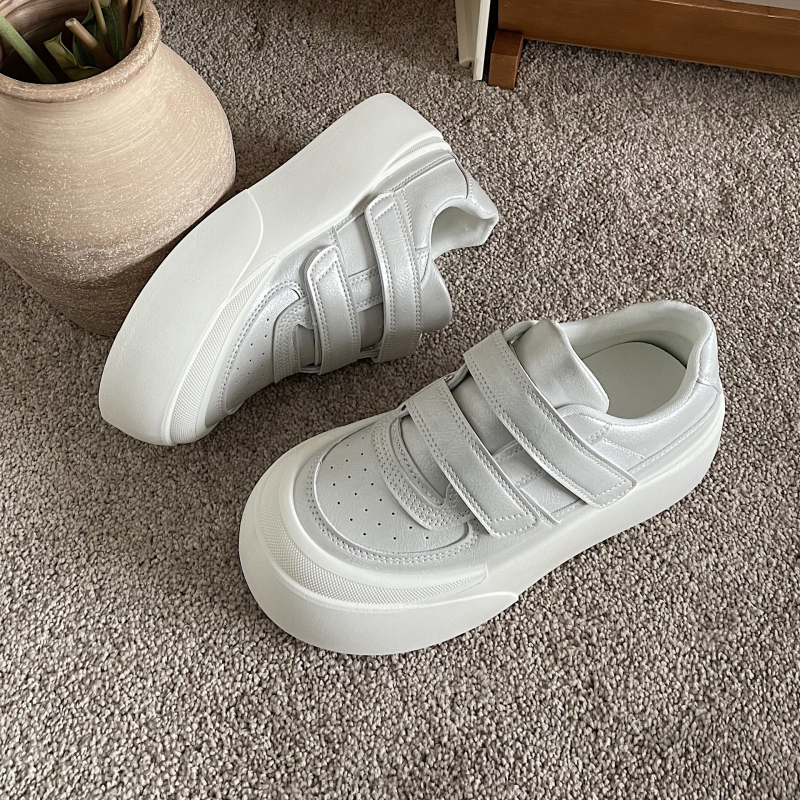 Emelt platformú tornacipő Velcro-zárással, PU felsőrész, gumi talp, légáteresztő, Harajuku-stílus