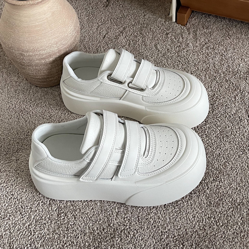 Emelt platformú tornacipő Velcro-zárással, PU felsőrész, gumi talp, légáteresztő, Harajuku-stílus