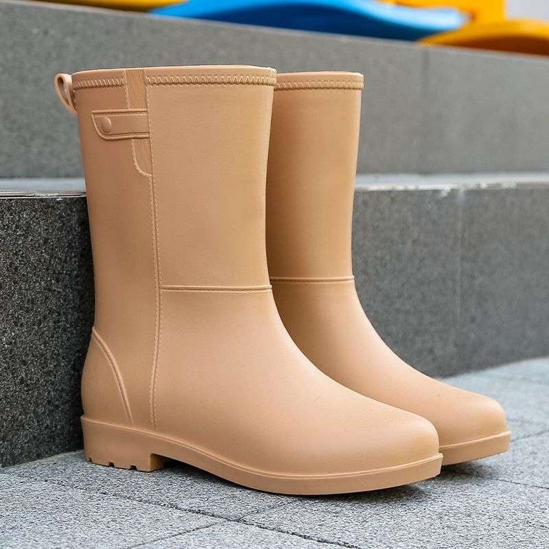 Moterų lietaus batai vidutinio ilgio, viršutinė dalis iš PVC, neslystantys ir atsparūs vandeniui, lengvi su minkšta pada