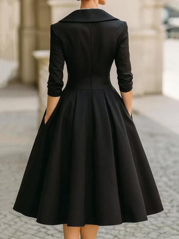 Rochie neregulată, stil european și american, lungă, mâneci lungi, poliester