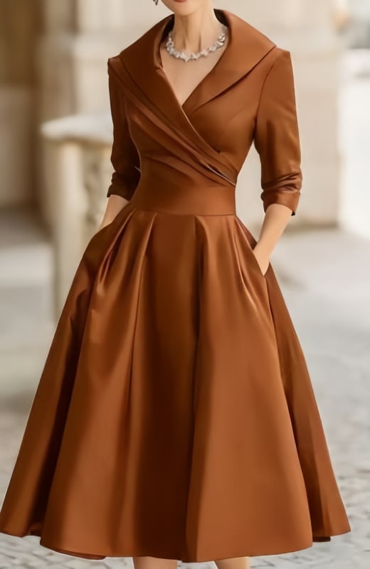 Rochie neregulată, stil european și american, lungă, mâneci lungi, poliester