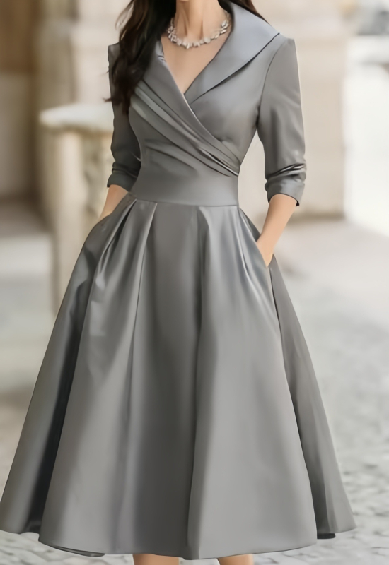 Rochie neregulată, stil european și american, lungă, mâneci lungi, poliester