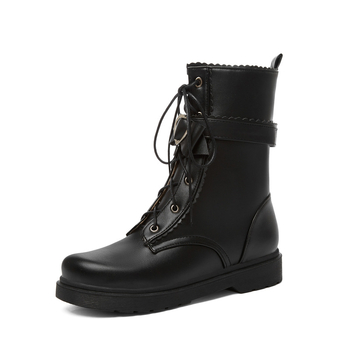 Női lovagcsizma – PU felsőrész, gumírozott talp, kerek orr, alacsony sarkú 1–3 cm, meleg bélés