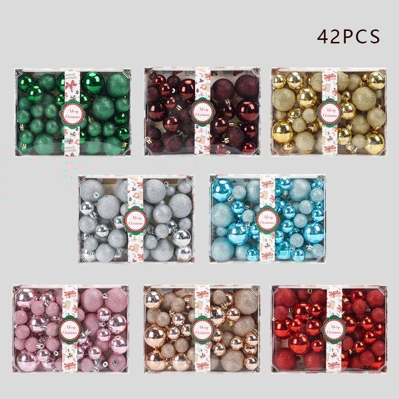 42-dijelni set elektroplatiranih plastičnih kuglica za ukrašavanje drveta – moderan minimalistički stil