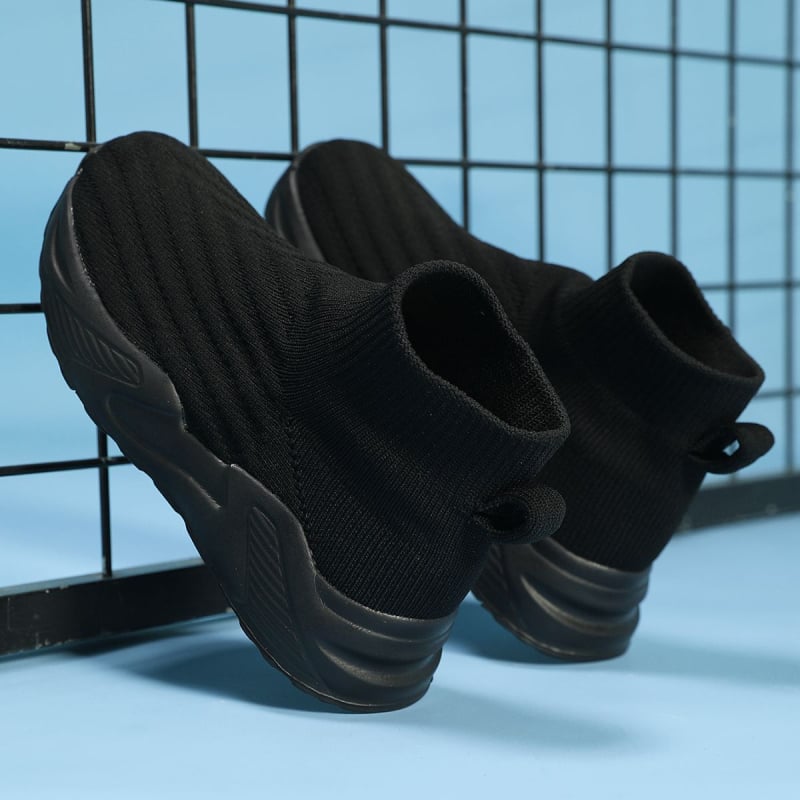 Férfi slip-on sportcipő kötött felsőrésszel, légáteresztő, alacsony bokavonalú, EVA talp