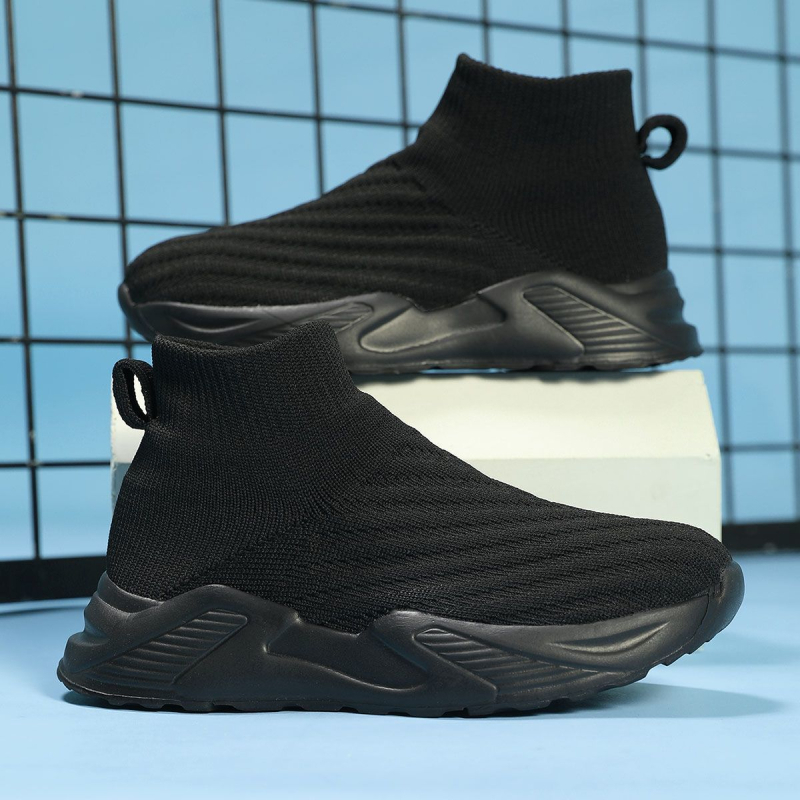 Férfi slip-on sportcipő kötött felsőrésszel, légáteresztő, alacsony bokavonalú, EVA talp