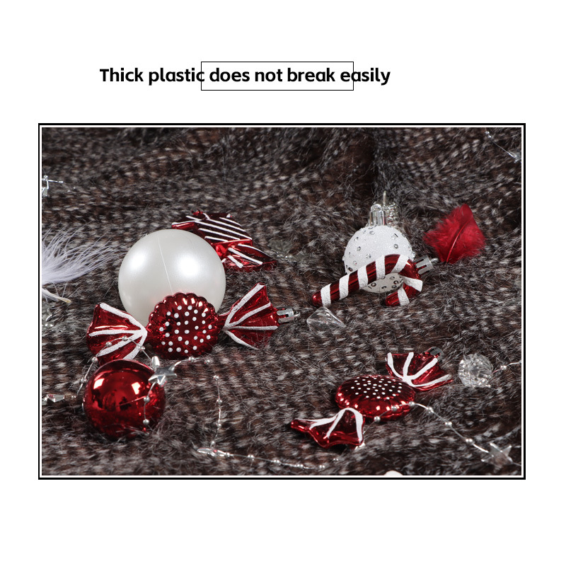 Set od 40 ukrasnih kuglica za božićno drvce s neobičnim oblikama, cilindrični set za vješanje, višebojni dizajn; Materijal: Drugo; Stil: Moderan minimalizam, lagan luksuz; Pogodno za Božić