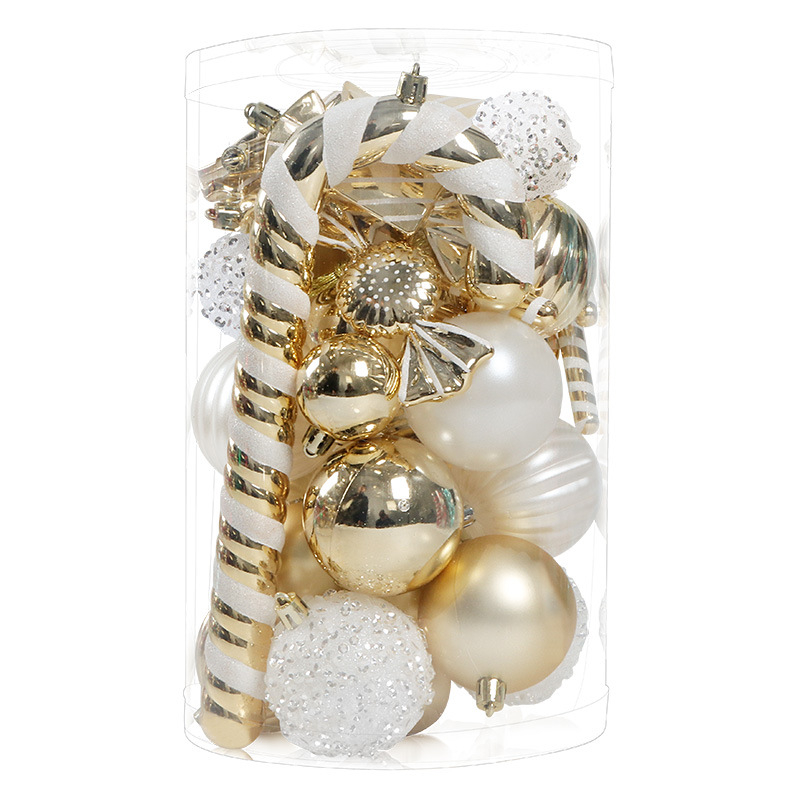 Set od 40 ukrasnih kuglica za božićno drvce s neobičnim oblikama, cilindrični set za vješanje, višebojni dizajn; Materijal: Drugo; Stil: Moderan minimalizam, lagan luksuz; Pogodno za Božić