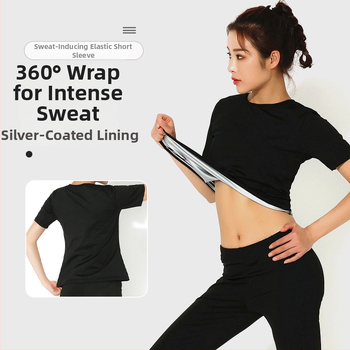 Dámske fitness tričko s krátkymi rukávmi a okrúhlym výstrihom – Milk Silk tkanina, 88% polyester, podšívka so strieborným povrchom, vhodné pre fitnes, beh, cyklistiku