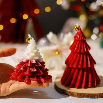 HX-086 Svíčka vianočný strom, ručná výroba, liatie, sójový zmes vosku, tlač s vlastným logom