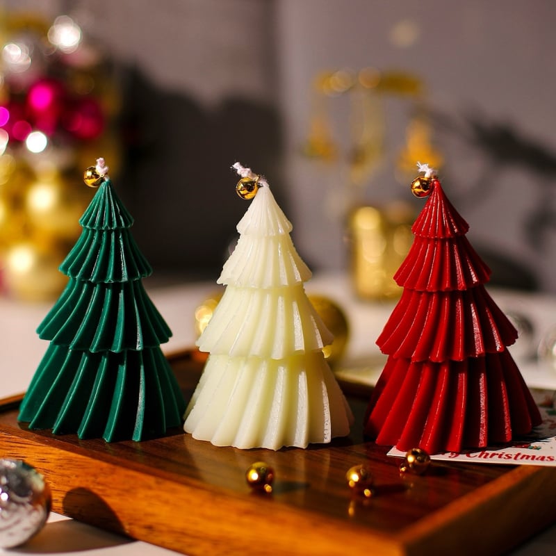 HX-086 Svíčka vianočný strom, ručná výroba, liatie, sójový zmes vosku, tlač s vlastným logom