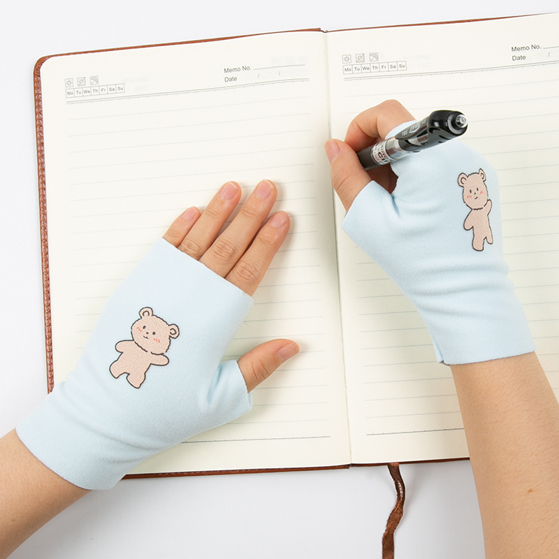 Mănuși pentru copii din bumbac, deget jumătate, calde, model reliefat, pentru vârsta 6-16 ani