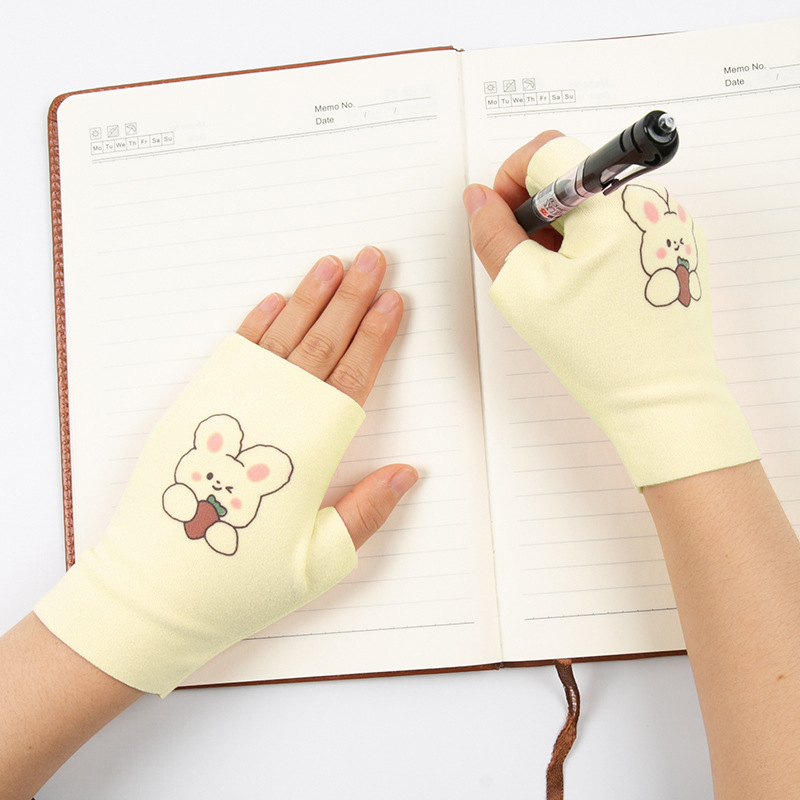 Mănuși pentru copii din bumbac, deget jumătate, calde, model reliefat, pentru vârsta 6-16 ani