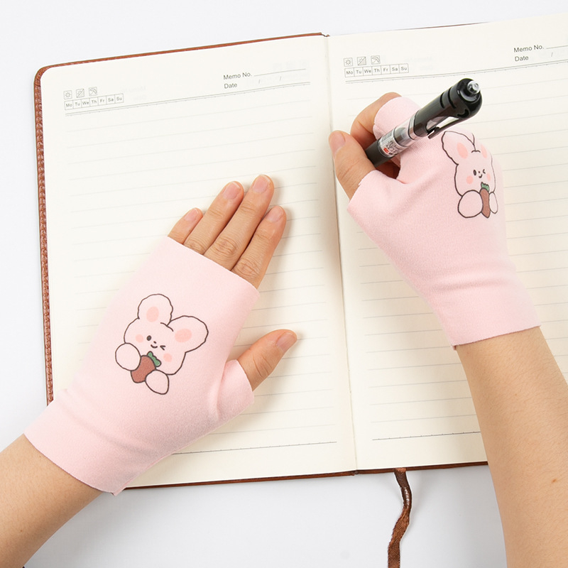 Mănuși pentru copii din bumbac, deget jumătate, calde, model reliefat, pentru vârsta 6-16 ani