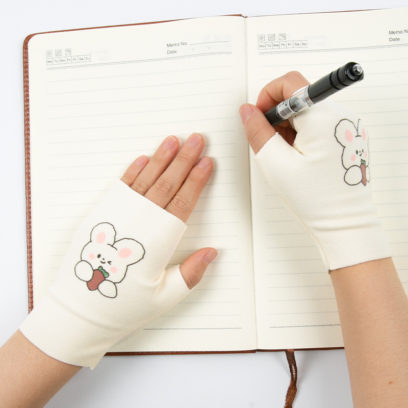 Mănuși pentru copii din bumbac, deget jumătate, calde, model reliefat, pentru vârsta 6-16 ani