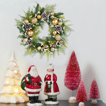 Vianočný veniec z umelých kvetov – ručne vyrobený plastový materiál; na ozdobu dverí a okien (Materiál: Plast; Spracovanie: Ručné; Vianoce; Pre dvere/okná)