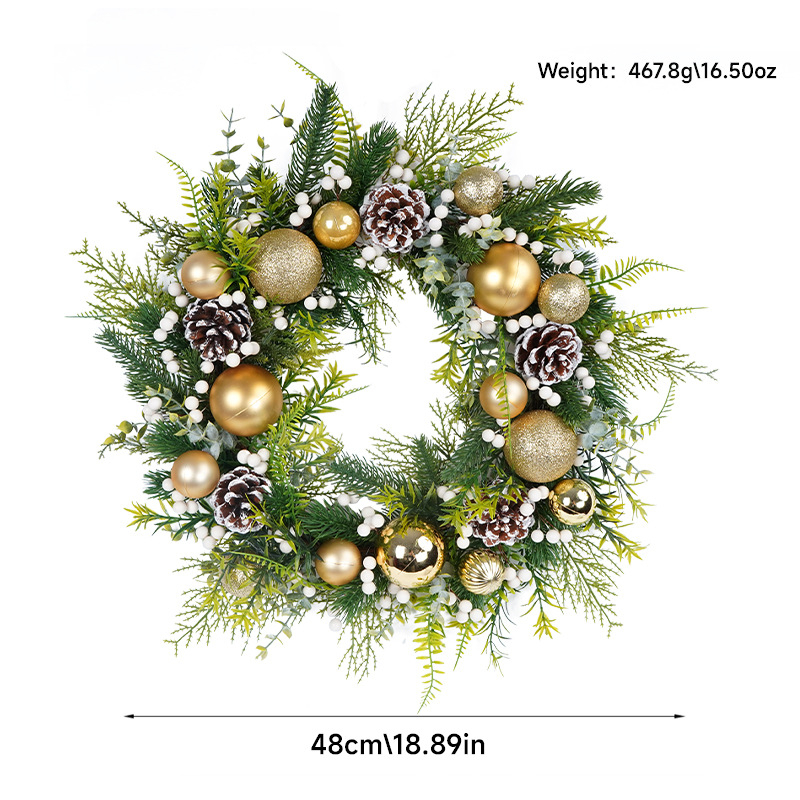 Vianočný veniec z umelých kvetov – ručne vyrobený plastový materiál; na ozdobu dverí a okien (Materiál: Plast; Spracovanie: Ručné; Vianoce; Pre dvere/okná)