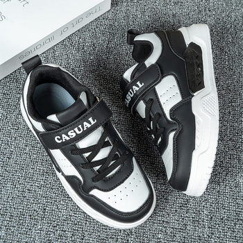 Pantofi sport pentru copii din piele, talpă joasă, închidere Velcro, talpă ușoară, impermeabili și rezistenți la uzură