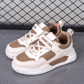 Pantofi sport pentru copii din piele, talpă joasă, închidere Velcro, talpă ușoară, impermeabili și rezistenți la uzură