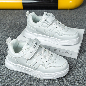 Pantofi sport pentru copii din piele, talpă joasă, închidere Velcro, talpă ușoară, impermeabili și rezistenți la uzură