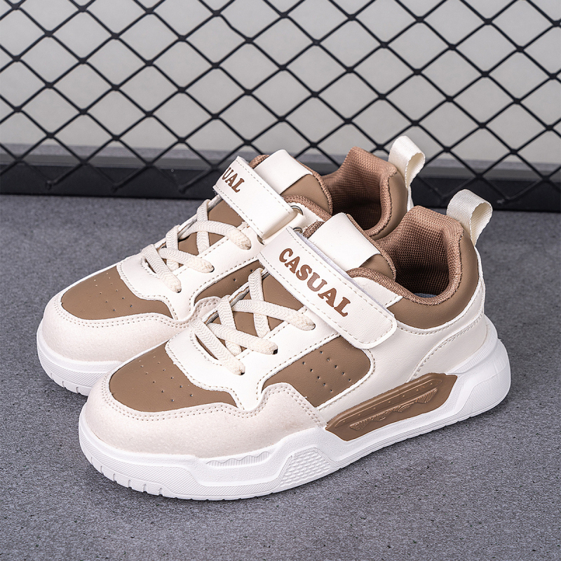 Pantofi sport pentru copii din piele, talpă joasă, închidere Velcro, talpă ușoară, impermeabili și rezistenți la uzură