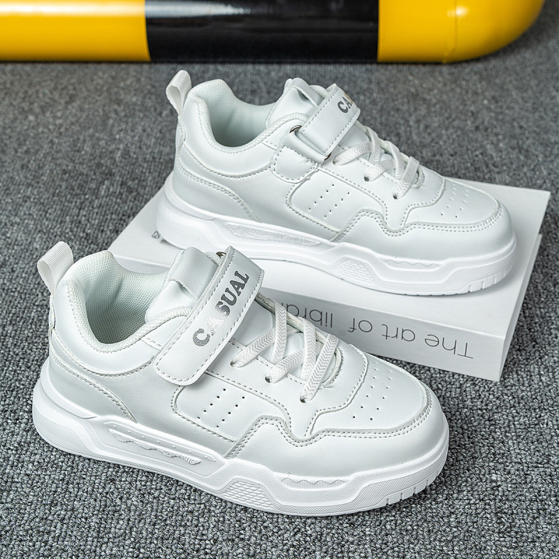 Pantofi sport pentru copii din piele, talpă joasă, închidere Velcro, talpă ușoară, impermeabili și rezistenți la uzură