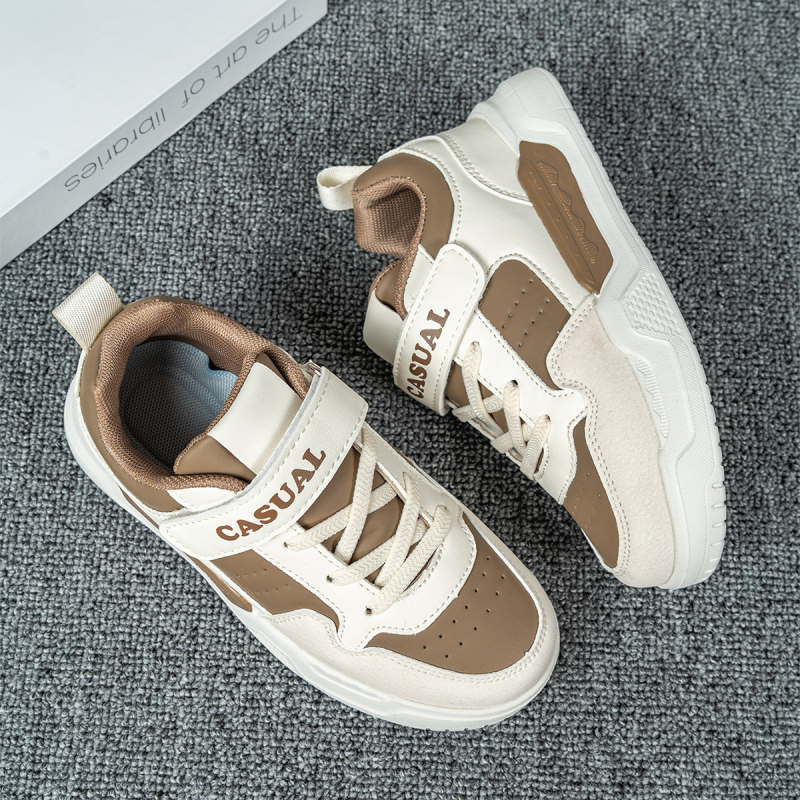 Pantofi sport pentru copii din piele, talpă joasă, închidere Velcro, talpă ușoară, impermeabili și rezistenți la uzură