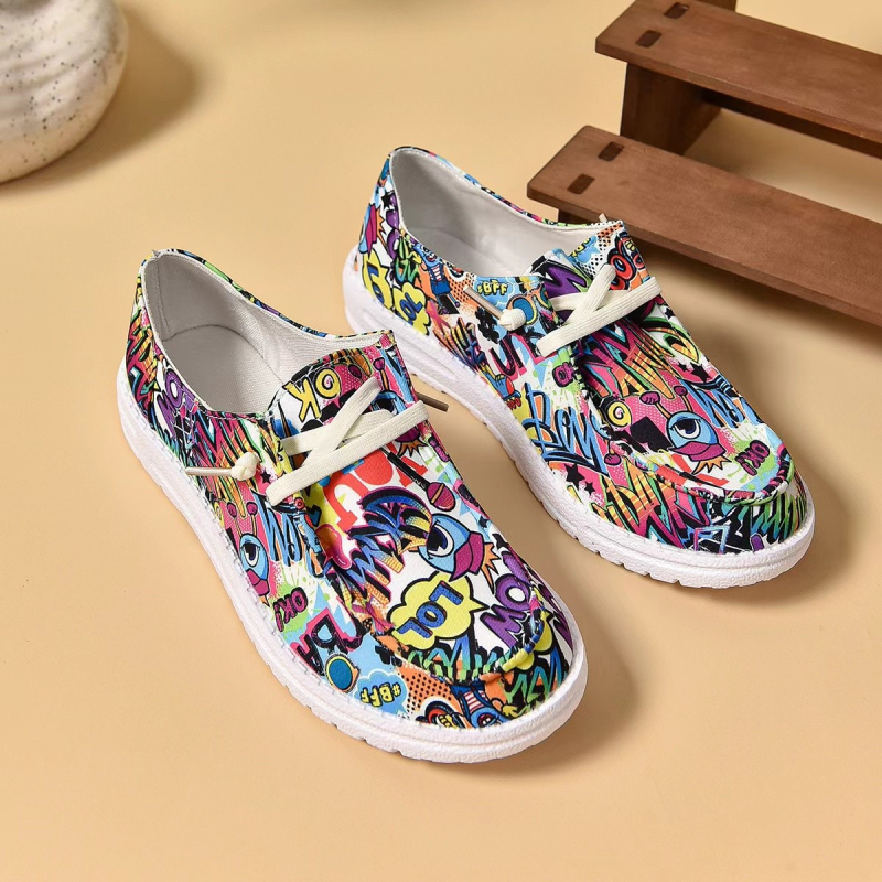 Detské plátenné tenisky bez šnúrok, nízky vrch, horná časť z plátna, gumová podrážka, potlač