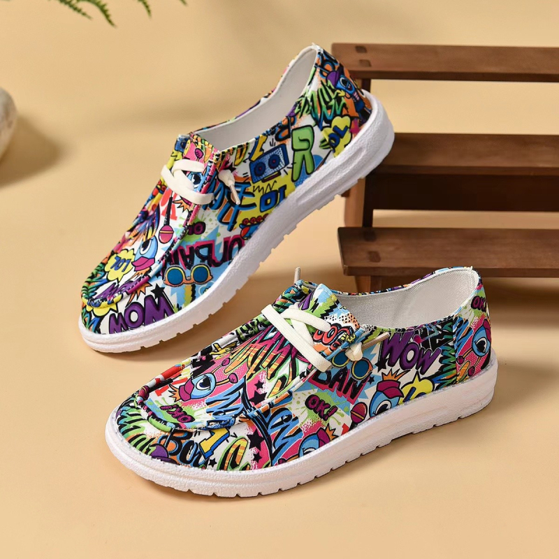 Detské plátenné tenisky bez šnúrok, nízky vrch, horná časť z plátna, gumová podrážka, potlač