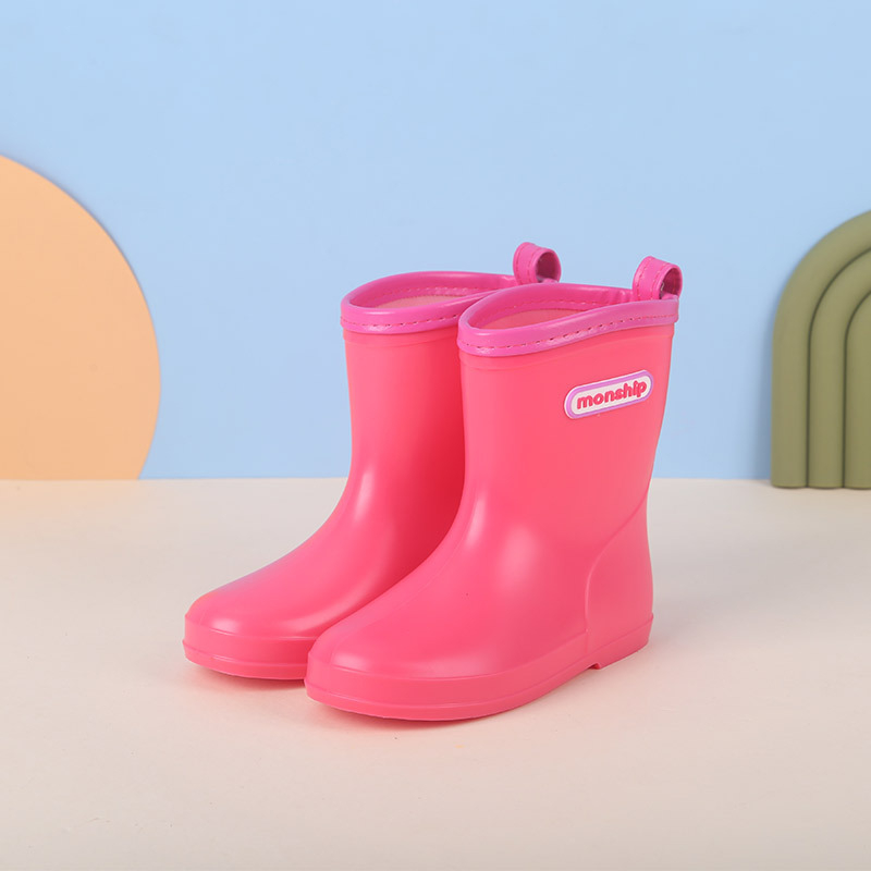 PVC dažďové čižmy pre deti, unisex, neprepúšťajú vodu po celý rok, s plochou pätou a nízkym horným obvodom topánky