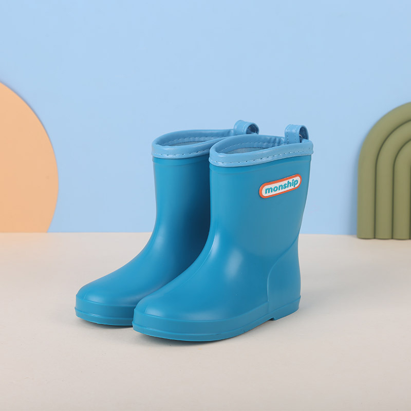 PVC dažďové čižmy pre deti, unisex, neprepúšťajú vodu po celý rok, s plochou pätou a nízkym horným obvodom topánky