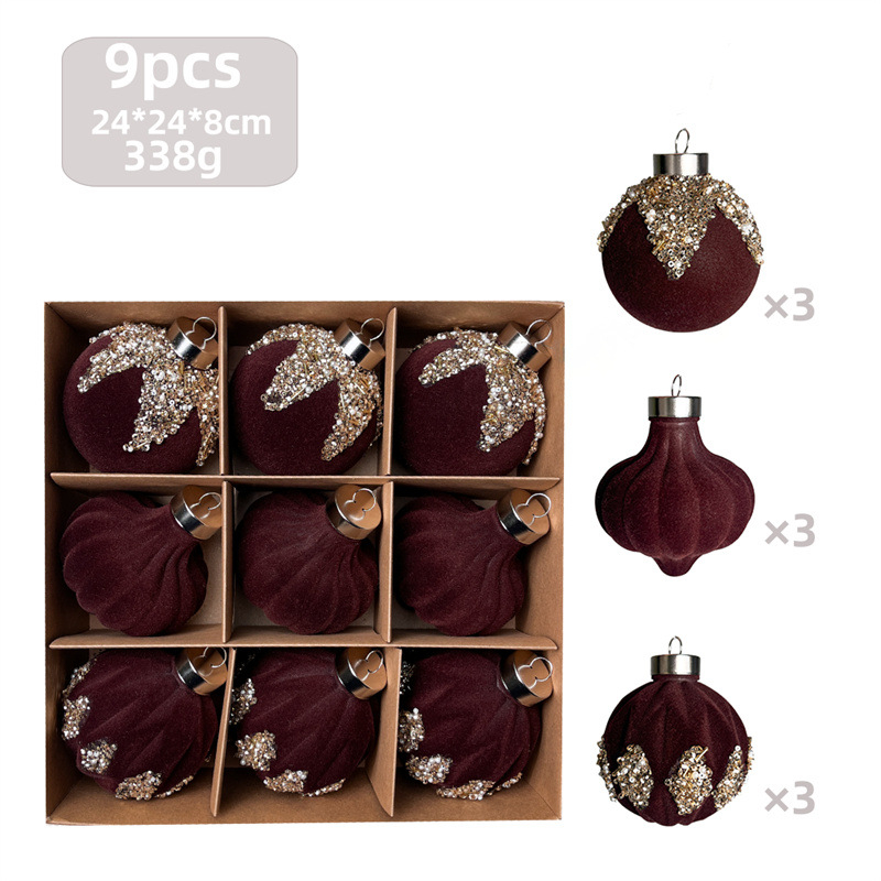 Set de pictură flocking pentru minge de Crăciun din plastic, lucrat manual, stil modern minimalist