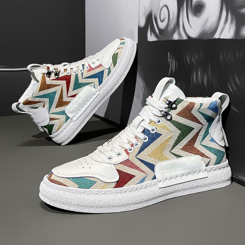 Κορεατικού στυλ board shoes, PU επάνω, καλοκαιρινά αναπνεύσιμα, κορδόνια, καουτσούκ σόλα