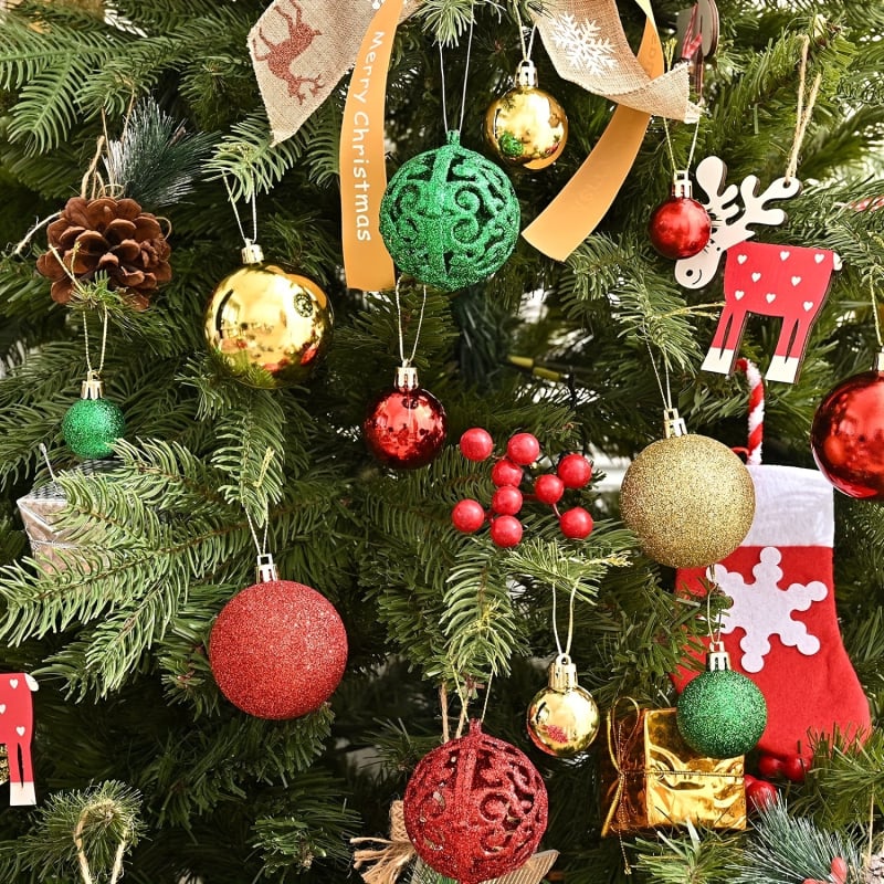 Plastični božićni set kuglica – kreativna poklon kutija, kuglice za bor (Materijal: Plastika; Izrada: polu ručna i polu mehanička; Šifra proizvoda: 45653285; Blagdani: Božić; Poklon: Osobni poklon)