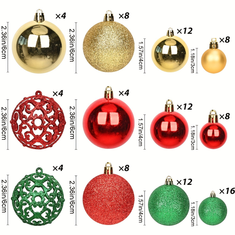 Plastični božićni set kuglica – kreativna poklon kutija, kuglice za bor (Materijal: Plastika; Izrada: polu ručna i polu mehanička; Šifra proizvoda: 45653285; Blagdani: Božić; Poklon: Osobni poklon)