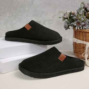 Papuci de casă cu vârf închis, din catifea la exterior, căptușeală din blană artificială, talpă din cauciuc, slip-on, mărime mare
