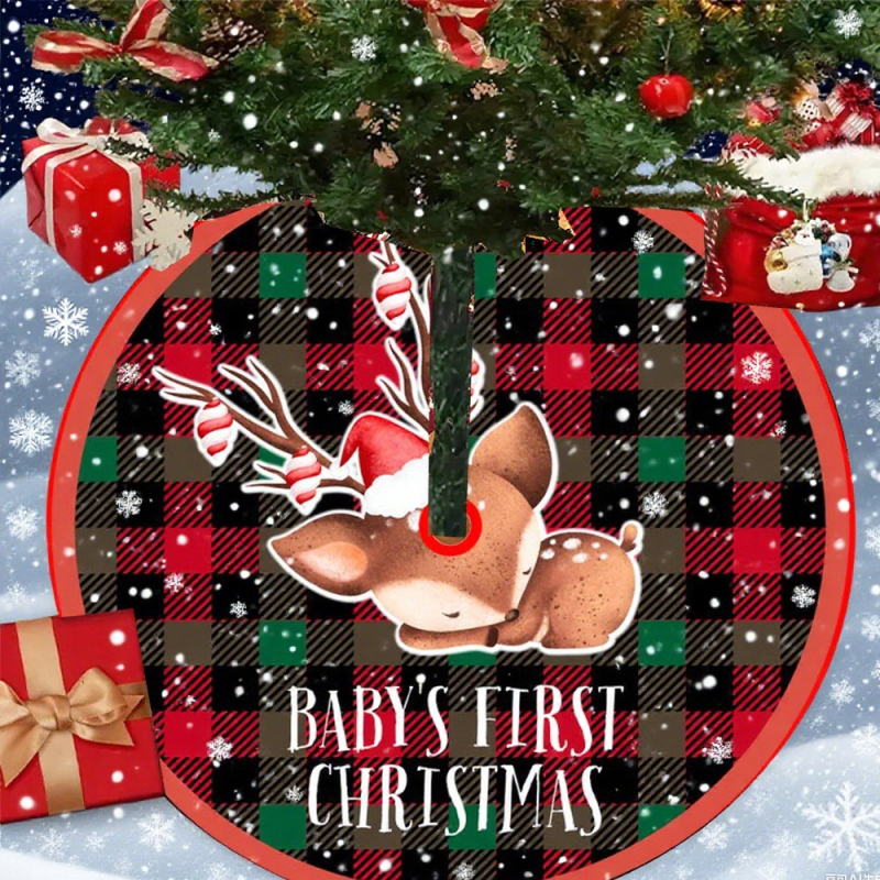 Коледна елхова пола с принт – мил дизайн, пасторална полиестерна материя, подходяща за всекидневна, спалня, кабинет, хол и балкон