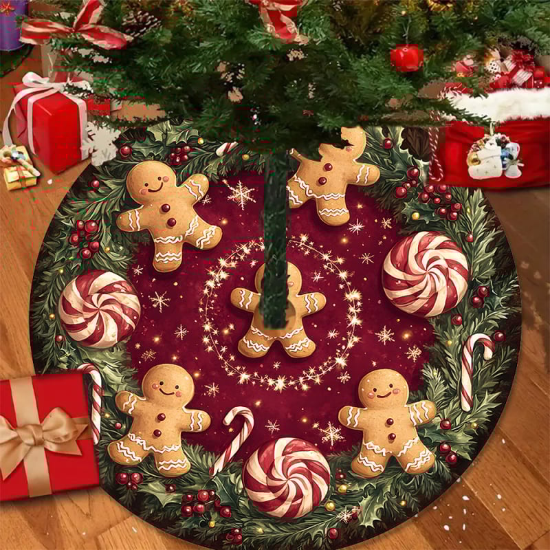 Коледна елхова пола с принт – мил дизайн, пасторална полиестерна материя, подходяща за всекидневна, спалня, кабинет, хол и балкон