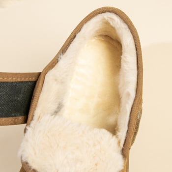 Velcro-záras vászon cipő, slip-on, alacsony szár, műszőrme belső, kerek orr