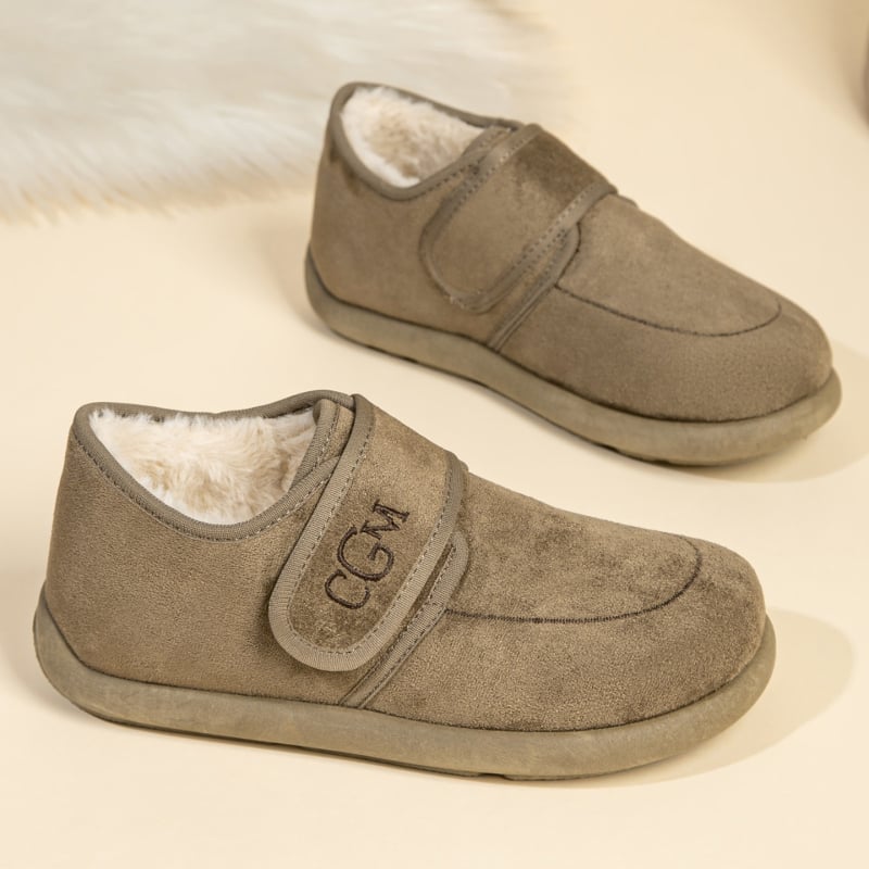 Velcro-záras vászon cipő, slip-on, alacsony szár, műszőrme belső, kerek orr