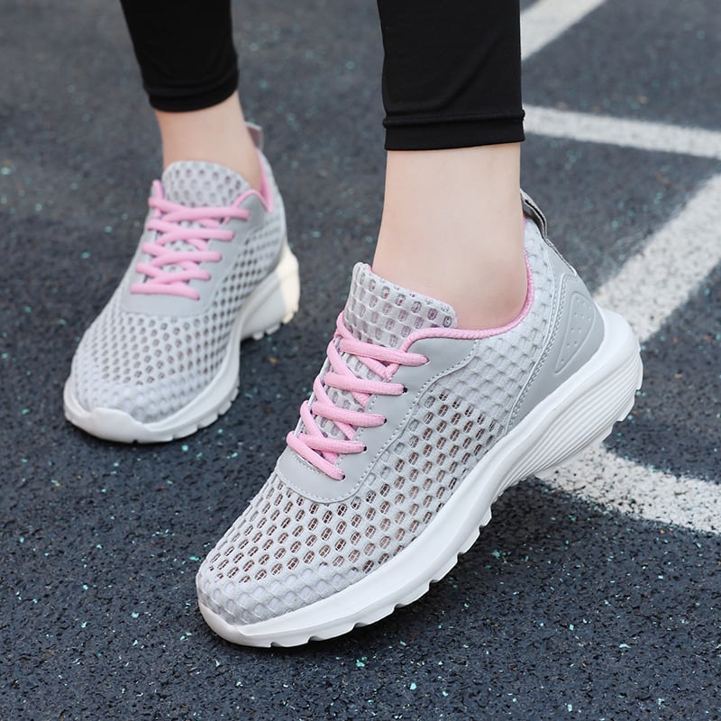 Női sportos-casual cipő, hálós felsőrész, EVA talp, fűzőzáródás, lélegző és csúszásmentes