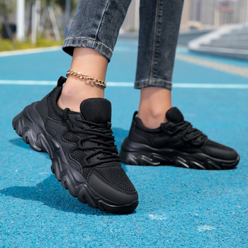 Női Dad Sneakers vastag talppal, magasságot növelő, felső: műbőr + textile, fűzők, EVA talp