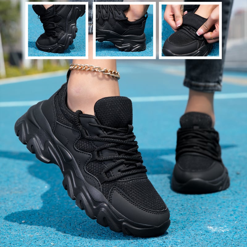Női Dad Sneakers vastag talppal, magasságot növelő, felső: műbőr + textile, fűzők, EVA talp