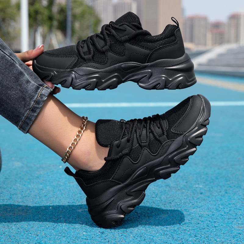 Női Dad Sneakers vastag talppal, magasságot növelő, felső: műbőr + textile, fűzők, EVA talp