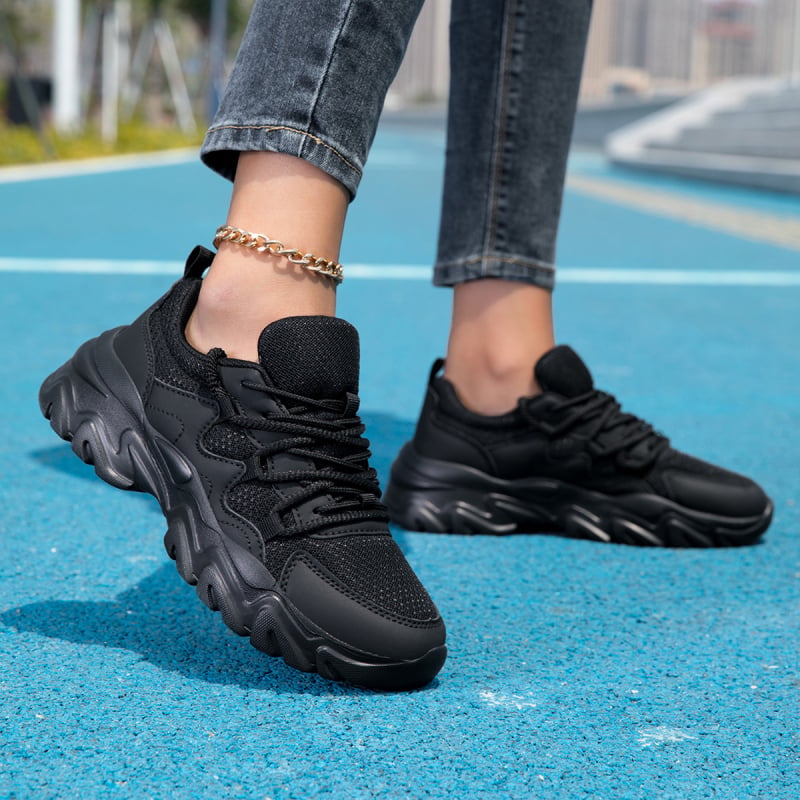 Női Dad Sneakers vastag talppal, magasságot növelő, felső: műbőr + textile, fűzők, EVA talp